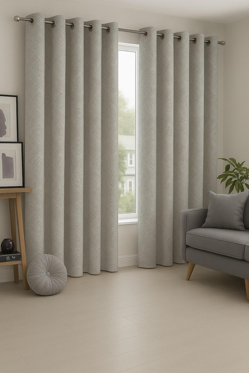 Cortina Tradicional 100% Blackout Geometrica Blanco-2