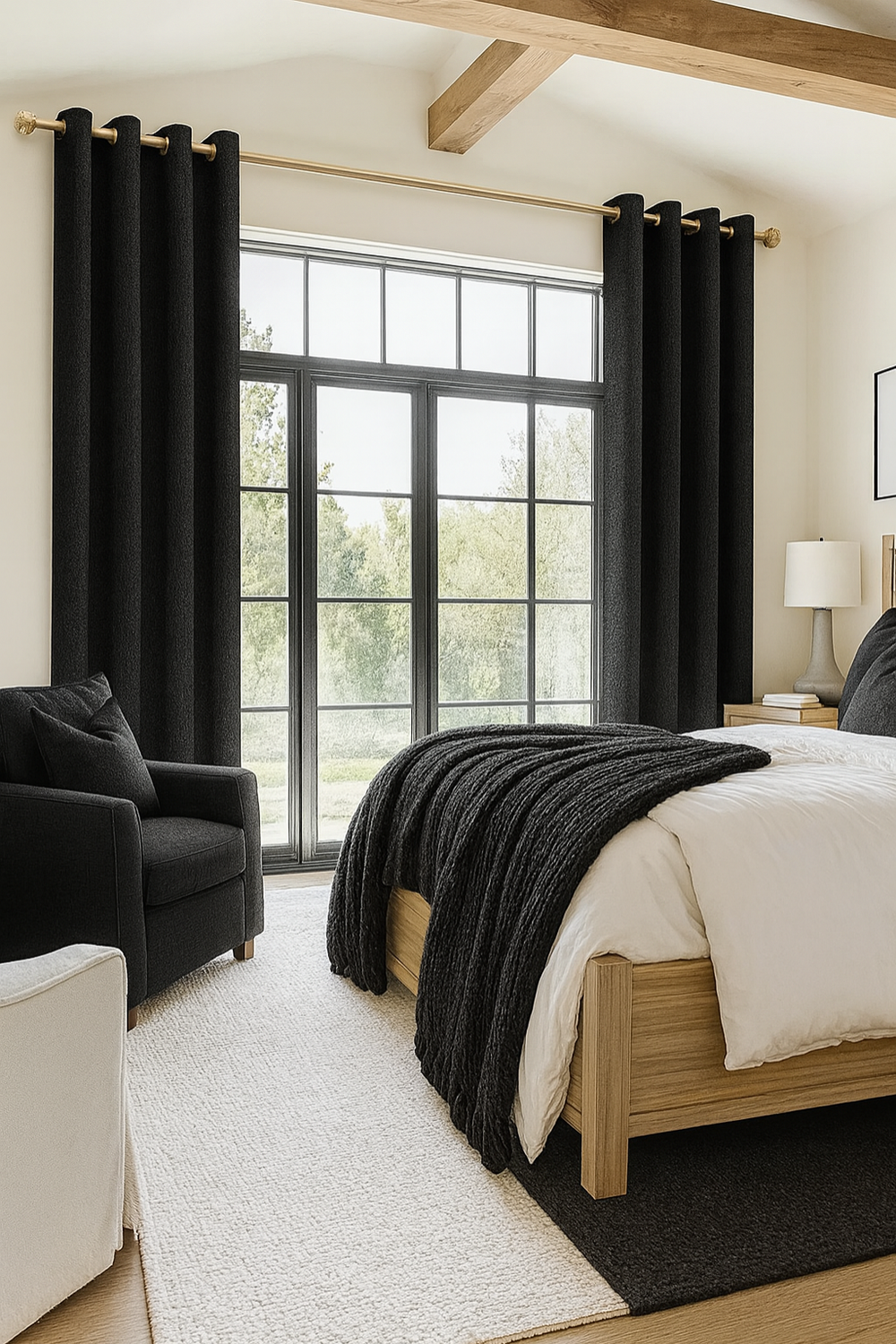 Pack 2 Cortina Blackout Lino 140x220cm Negro-5