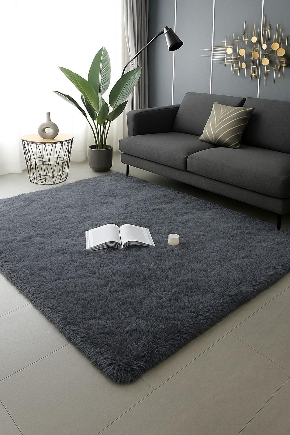 Alfombra Peluda Shaggy Gris 200x220-0