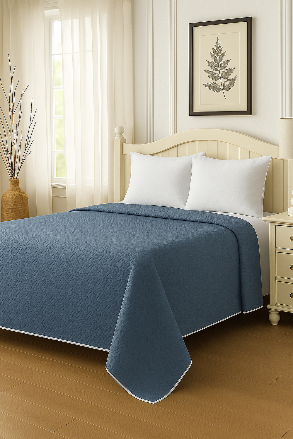 Cubrecama Quilt Reversible King 280x260cm Azul-4