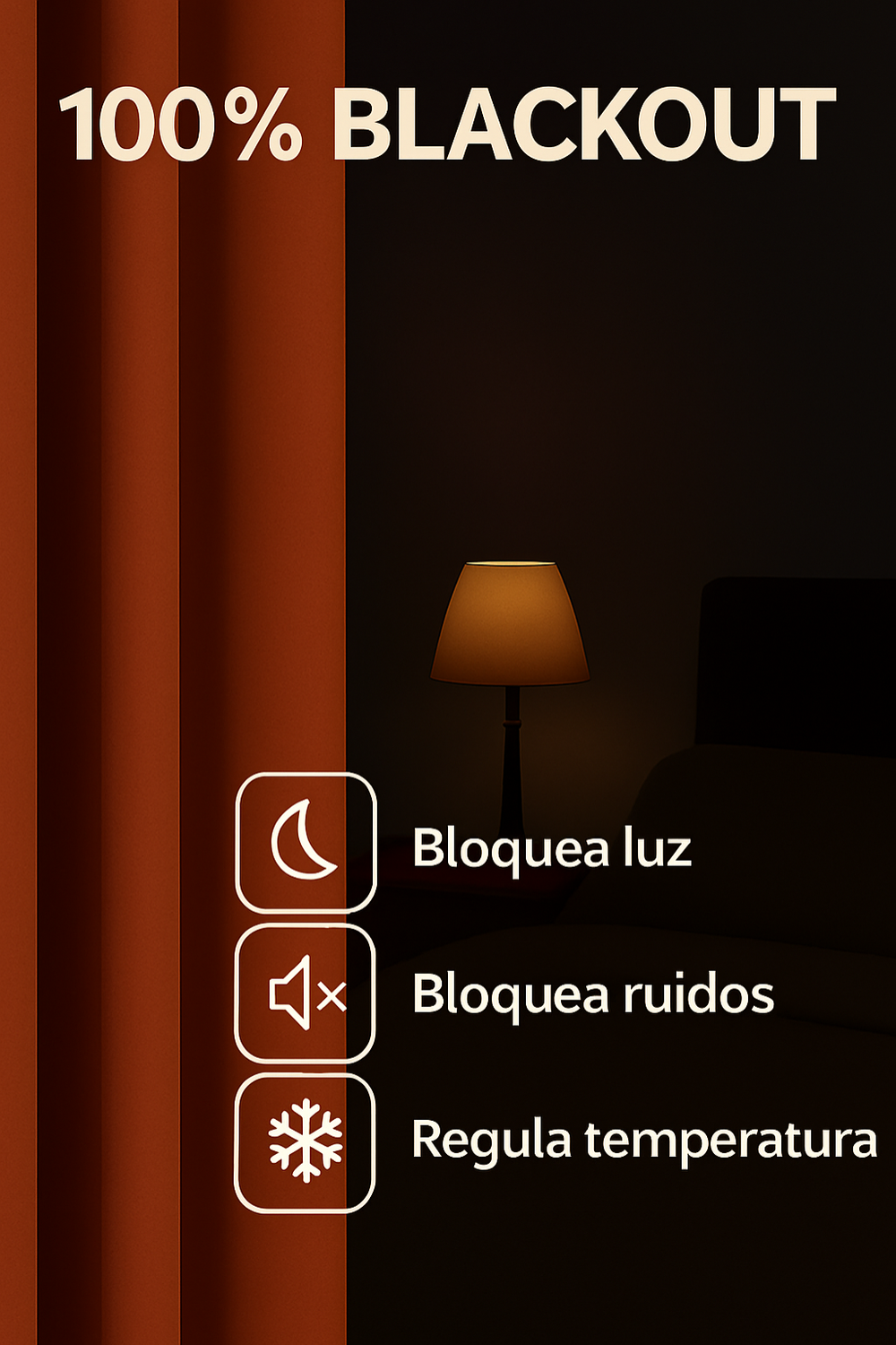 Pack 2 Cortina Tradicional 100% Blackout Naranjo-5