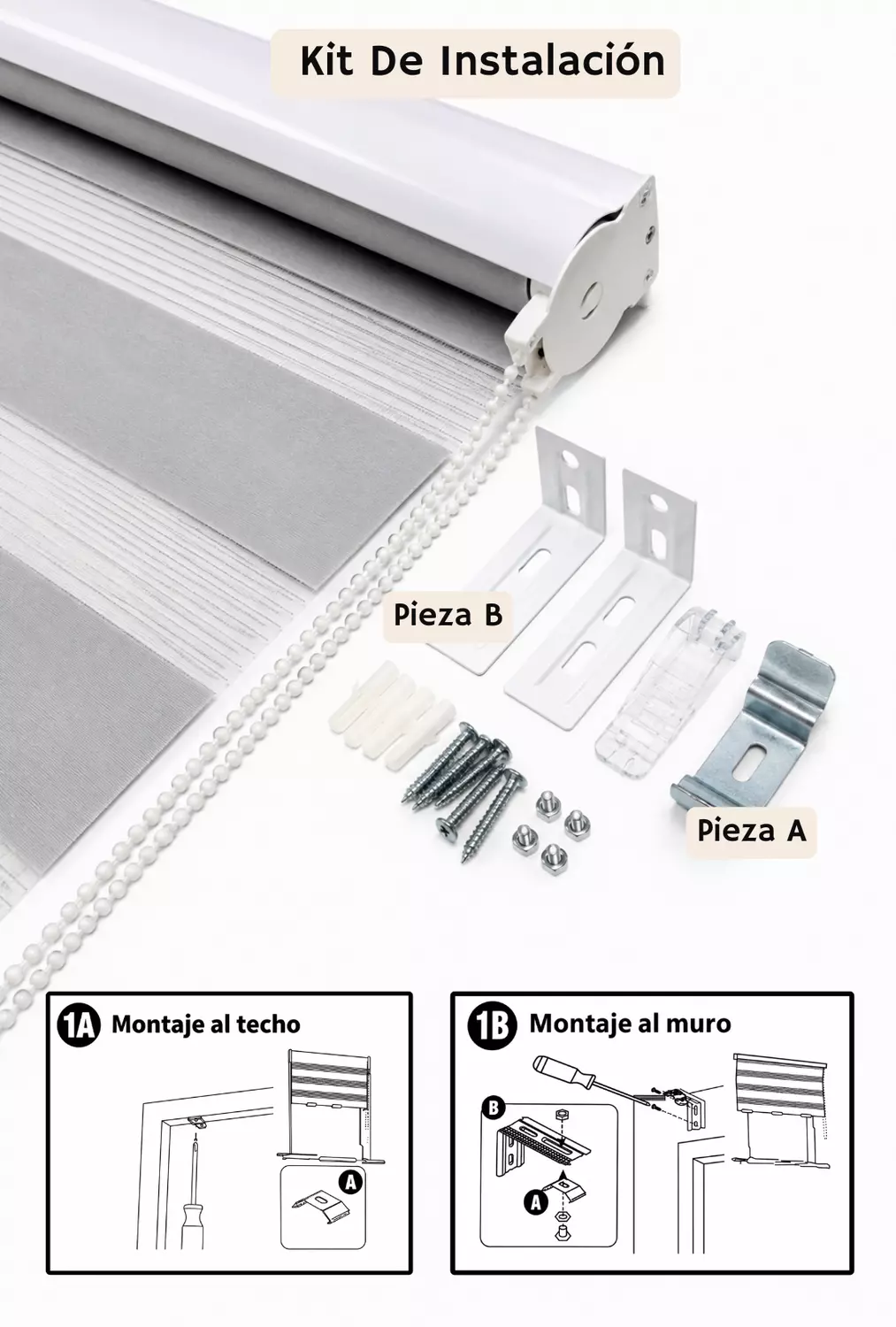 Cortina Roller Duo 135x160 Gris-2