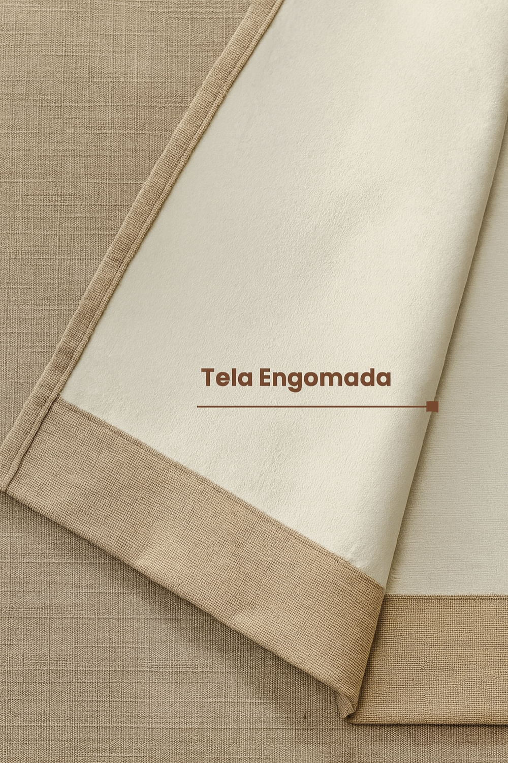 Cortina Blackout 100% Engomada Térmica Tipo Lino 140x220 - Tela Gruesa Premium - 1 Paño Beige-3