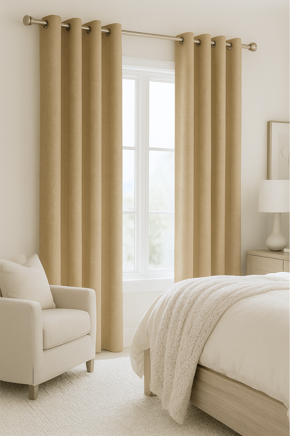 Cortina Blackout 100% Engomada Térmica Tipo Lino 140x220 - Tela Gruesa Premium - 1 Paño Beige-5