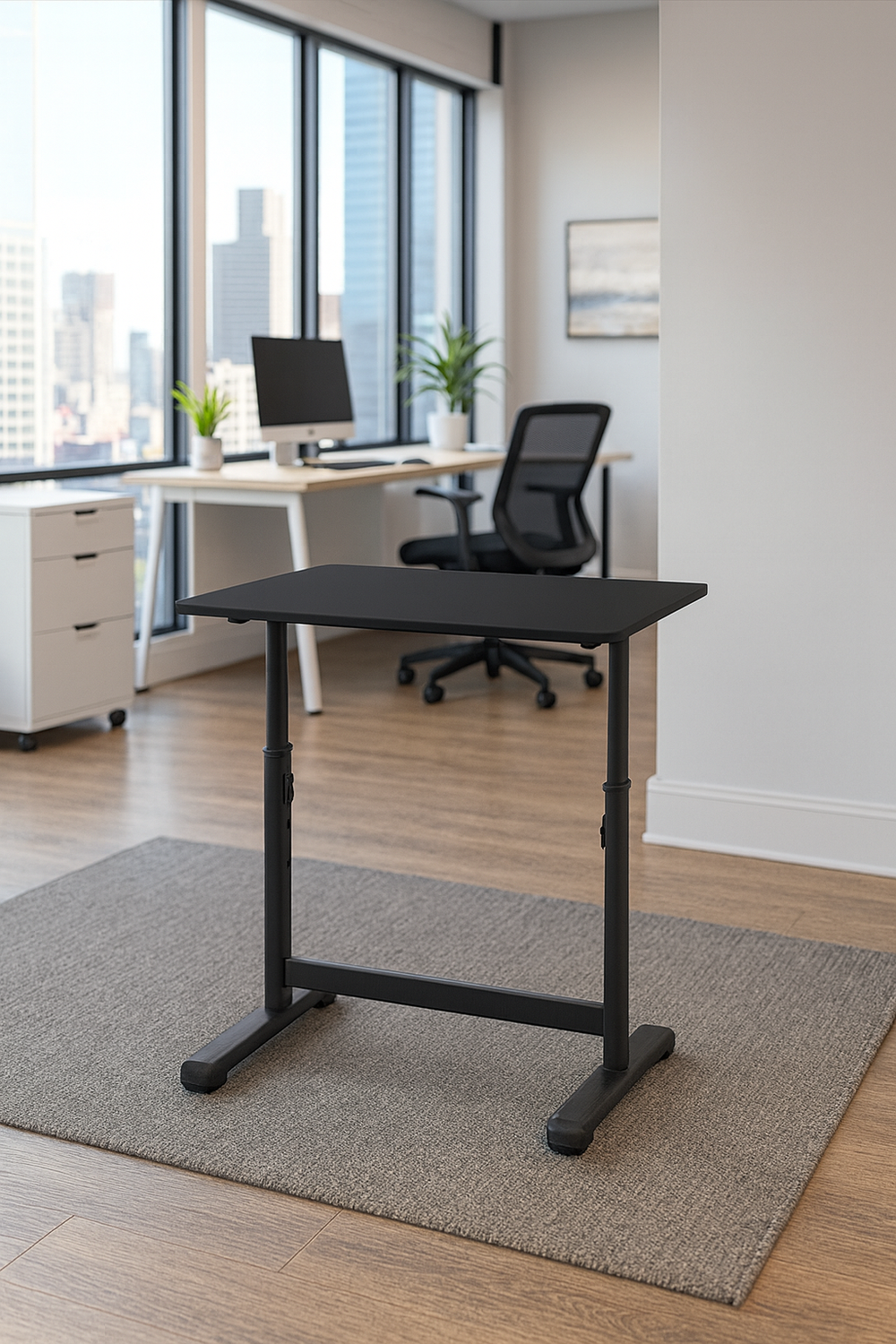 Escritorio Funcional Altura Ajustable 80x60x63-86cm Negro-0