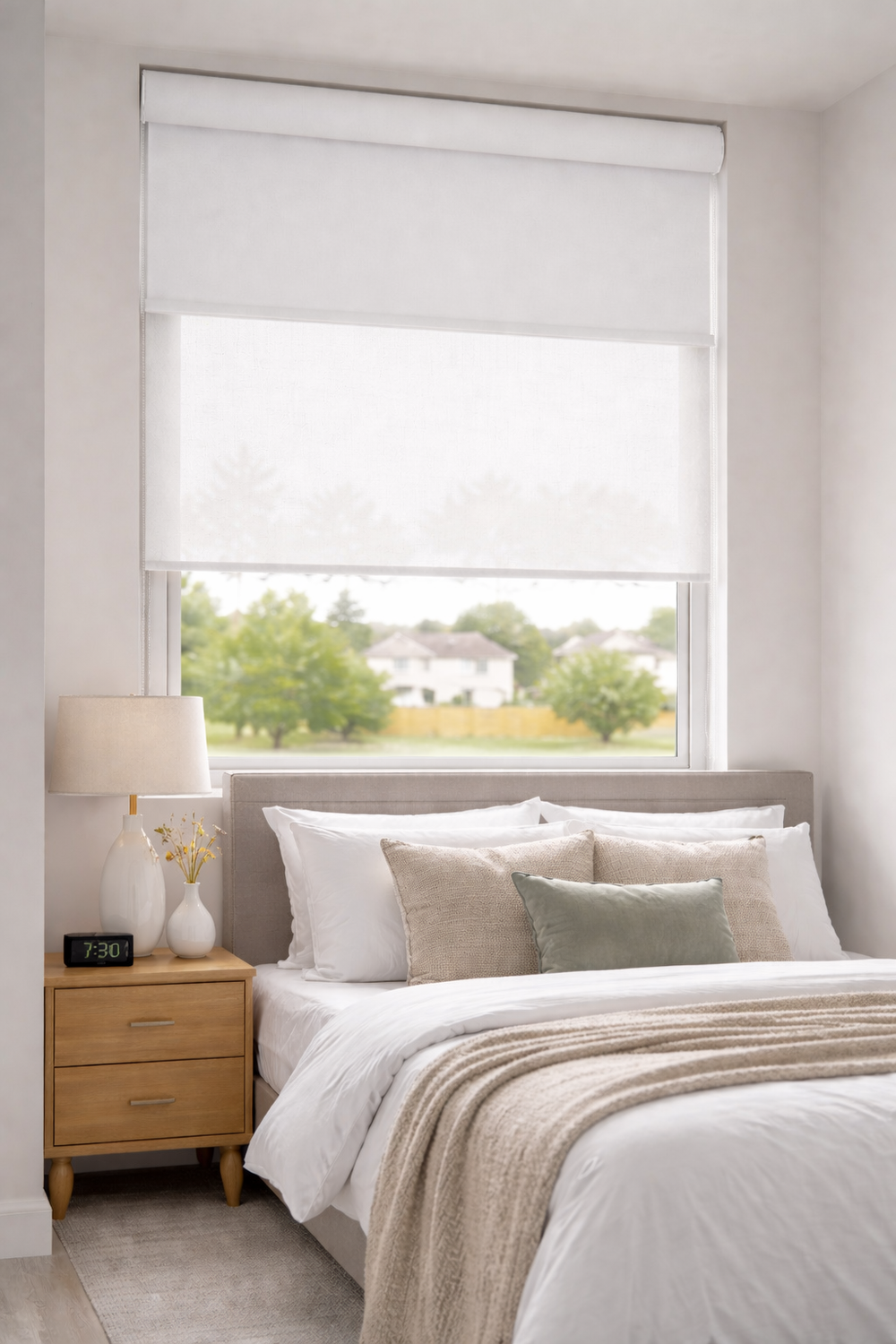 Cortina Roller Doble Blackout / Sunscreen Blanco 165X160-1