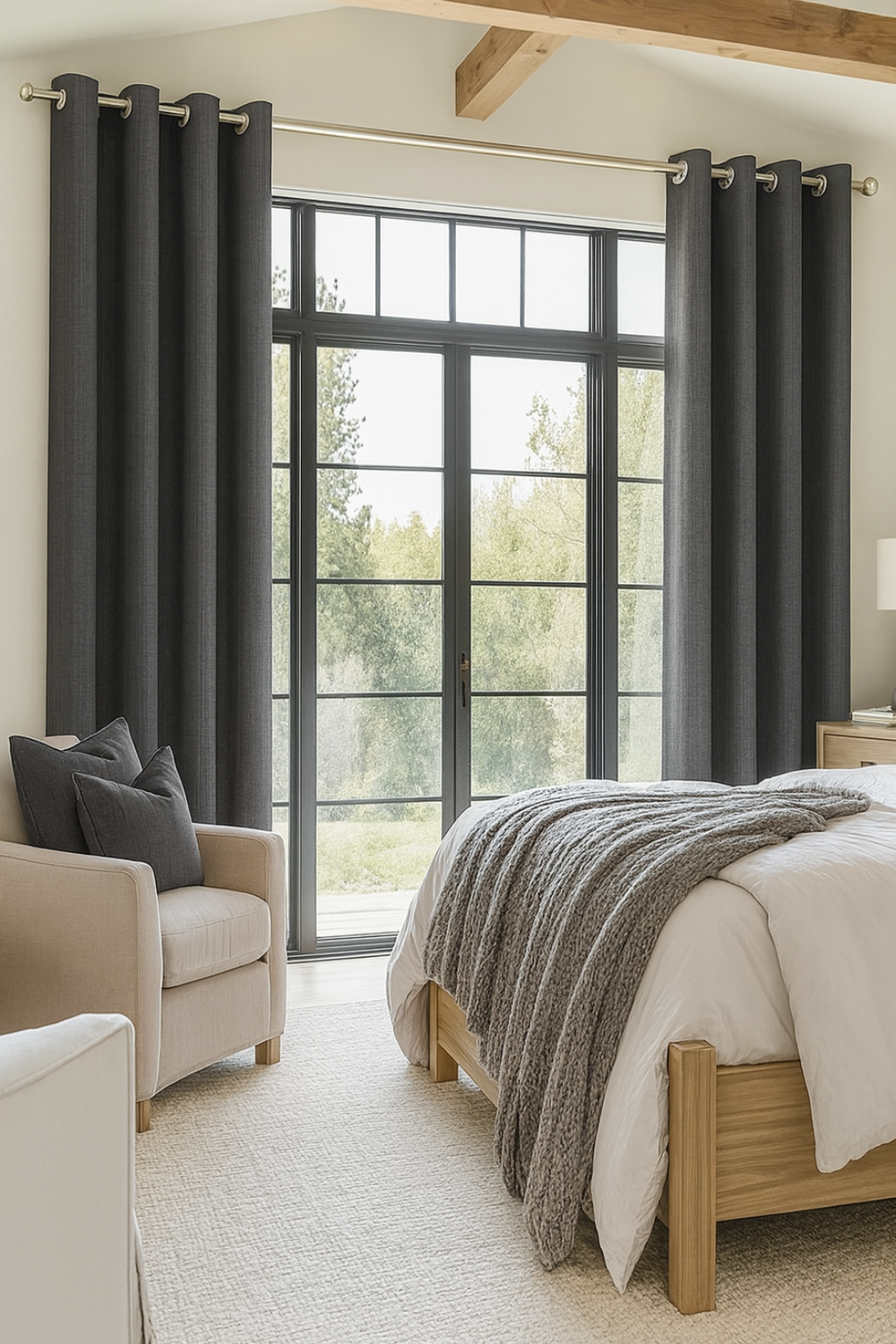 Pack 2 Cortina Blackout Lino 140x220cm Gris Oscuro-6