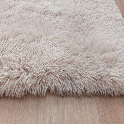 Alfombra Peluda Shaggy Beige 200x220 Clems-4