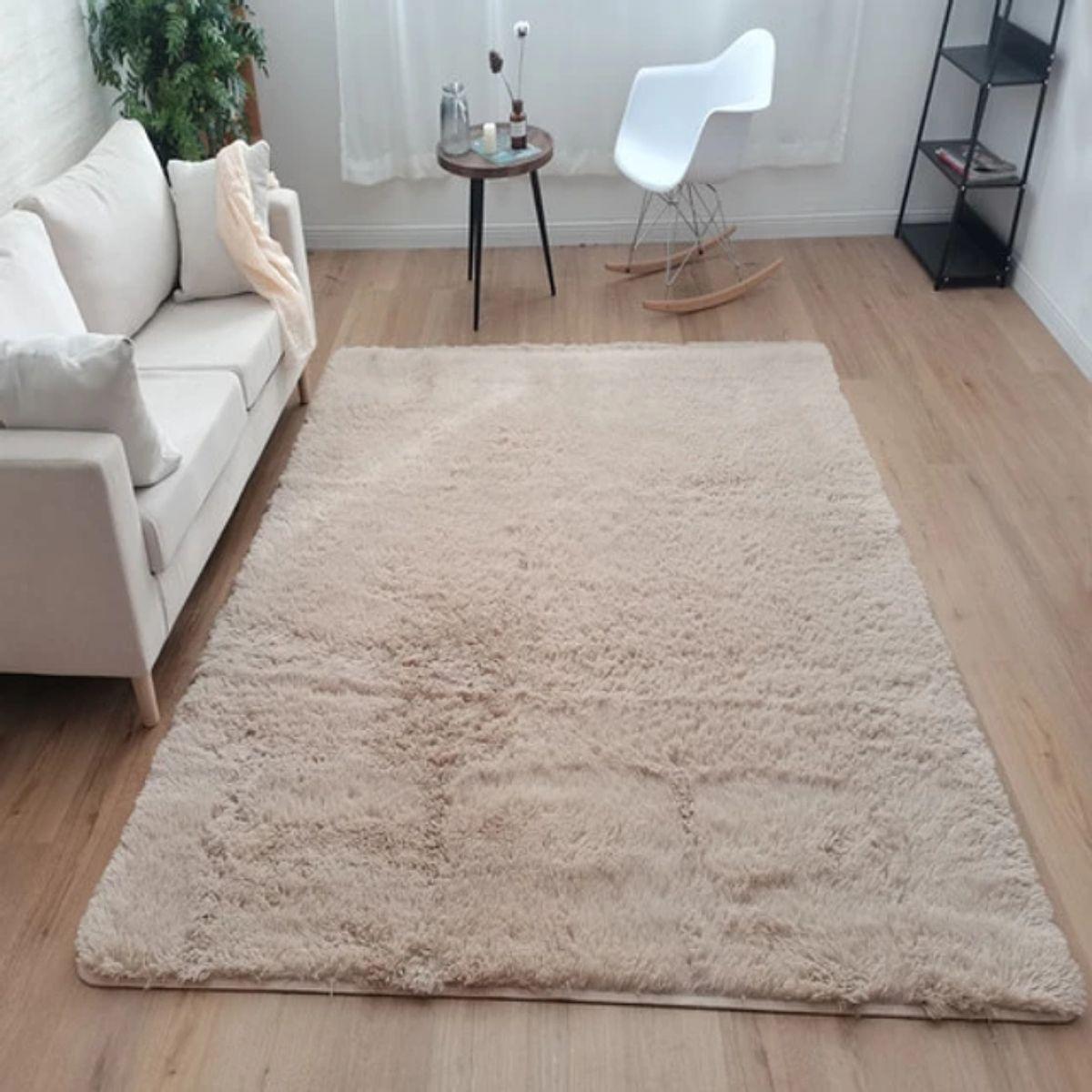 Alfombra Peluda Shaggy Beige 200x220 Clems-3