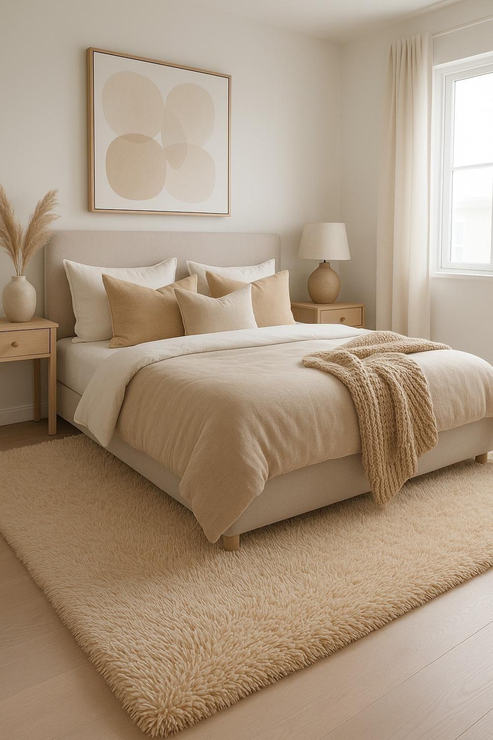 Alfombra Peluda Shaggy Beige 200x220 Clems-2