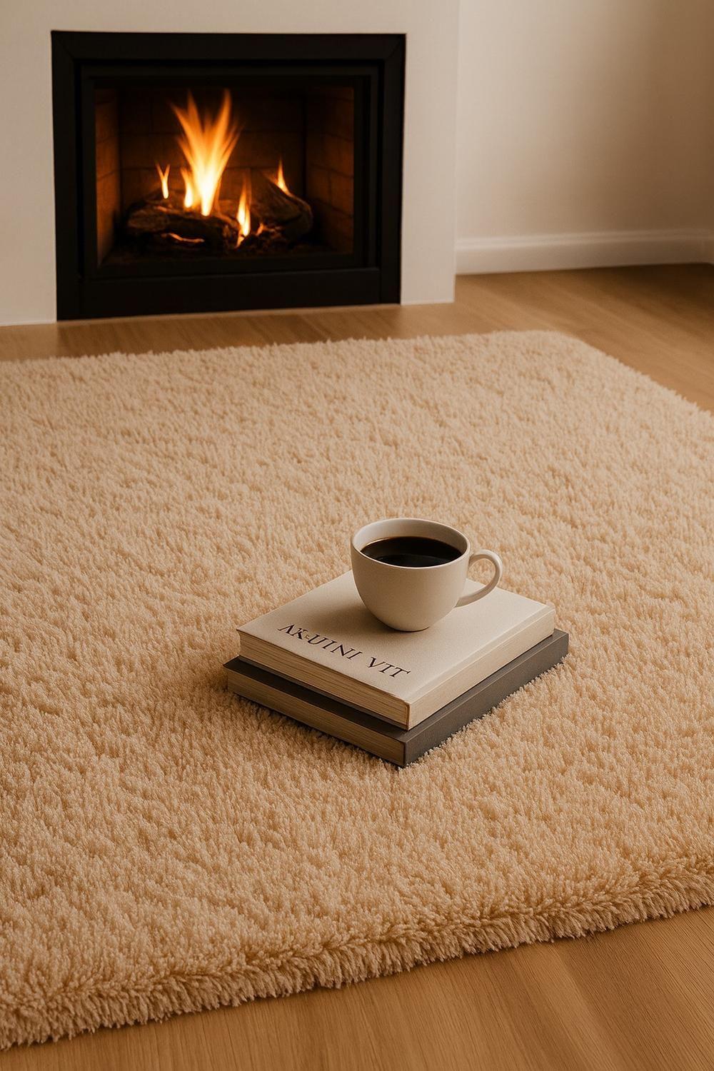 Alfombra Peluda Shaggy Beige 200x220 Clems-4