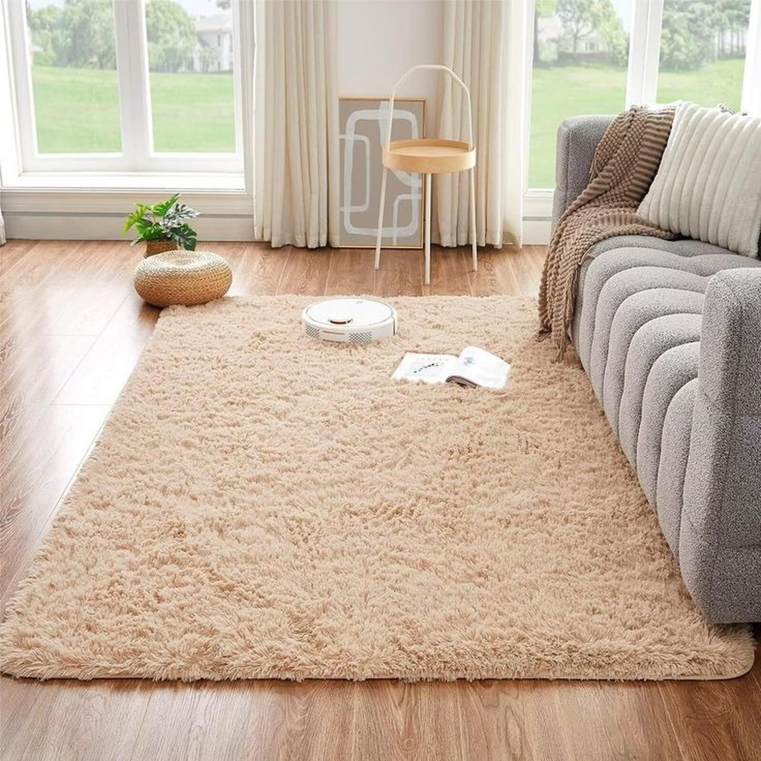 Alfombra Peluda Shaggy Beige 200x220 Clems-5