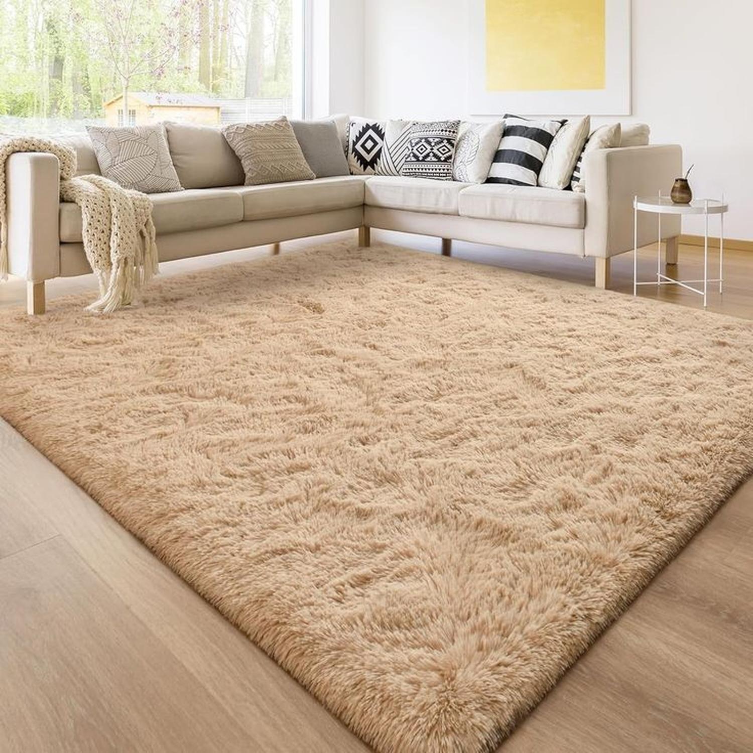 Alfombra Peluda Shaggy Beige 200x220 Clems-6