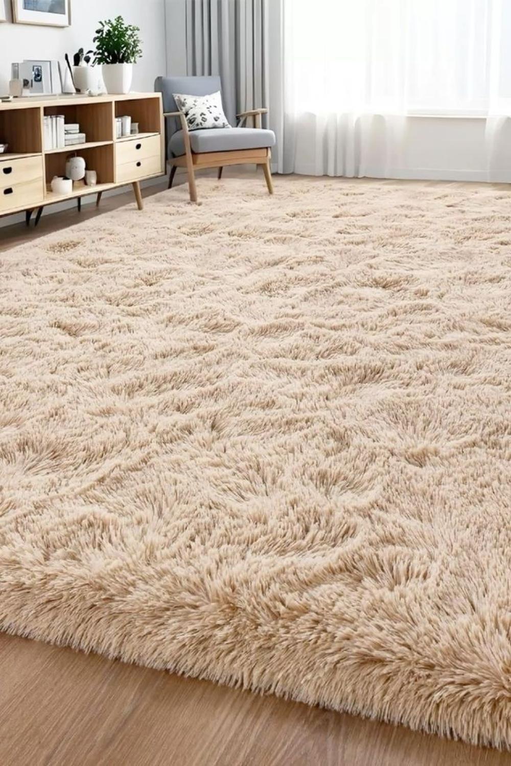 Alfombra Peluda Shaggy Beige 200x220 Clems-7