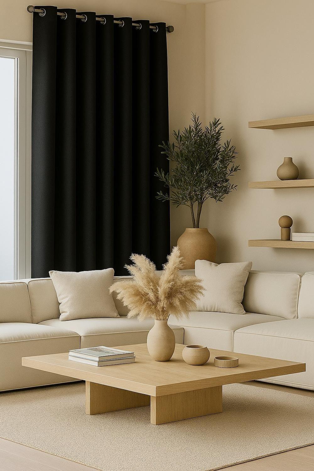 Pack 2 Cortina Tradicional 100% Blackout Negro-1