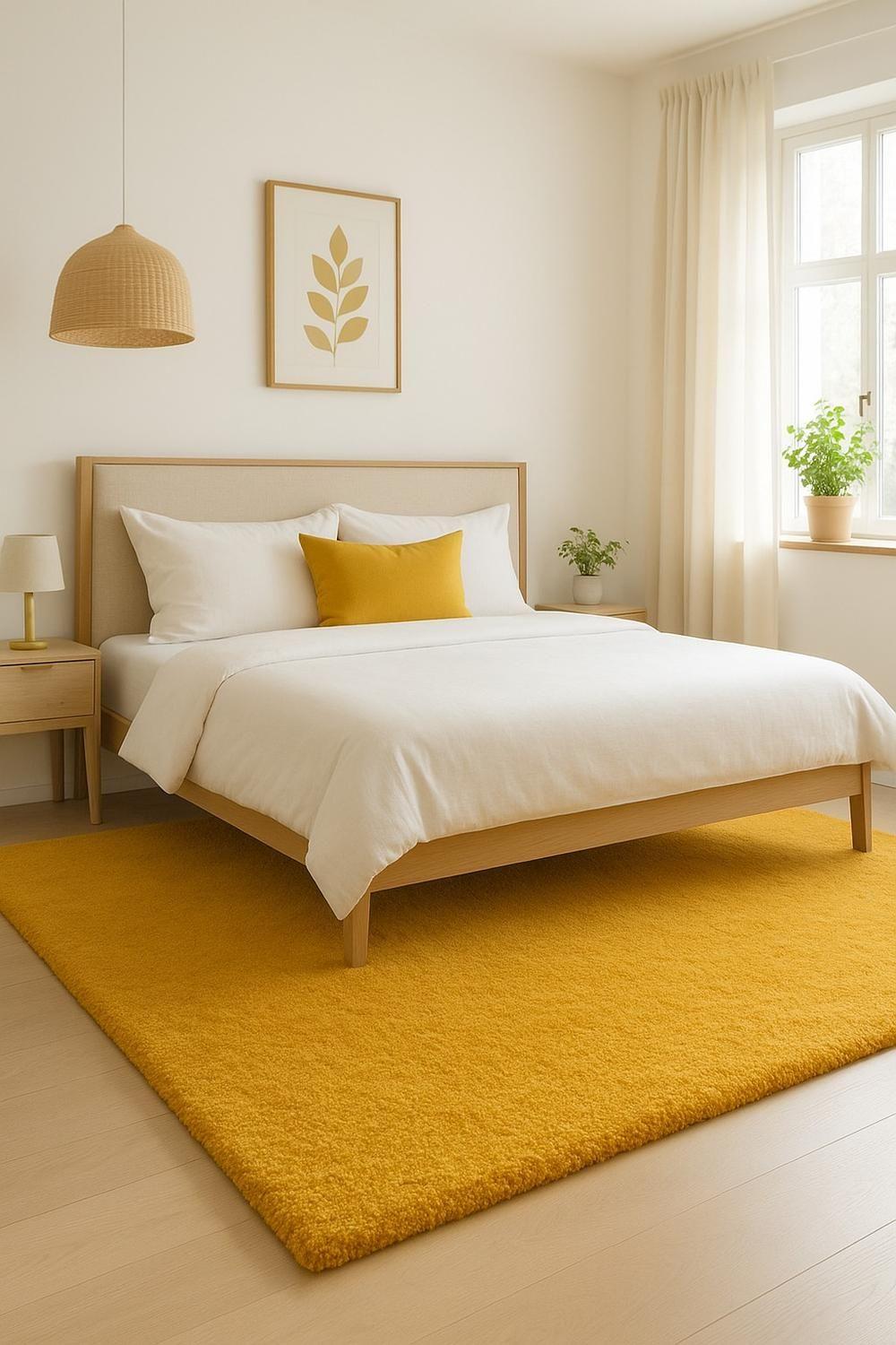 Alfombra Timmy Peluda Extra Suave Amarillo Gold 200x220-4