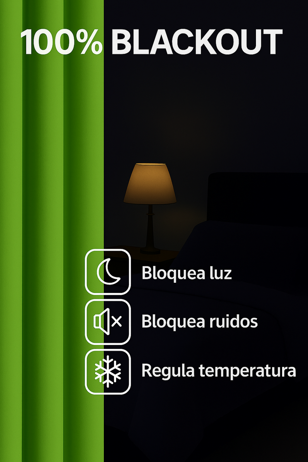 Pack 2 Cortina Tradicional 100% Blackout Verde-5