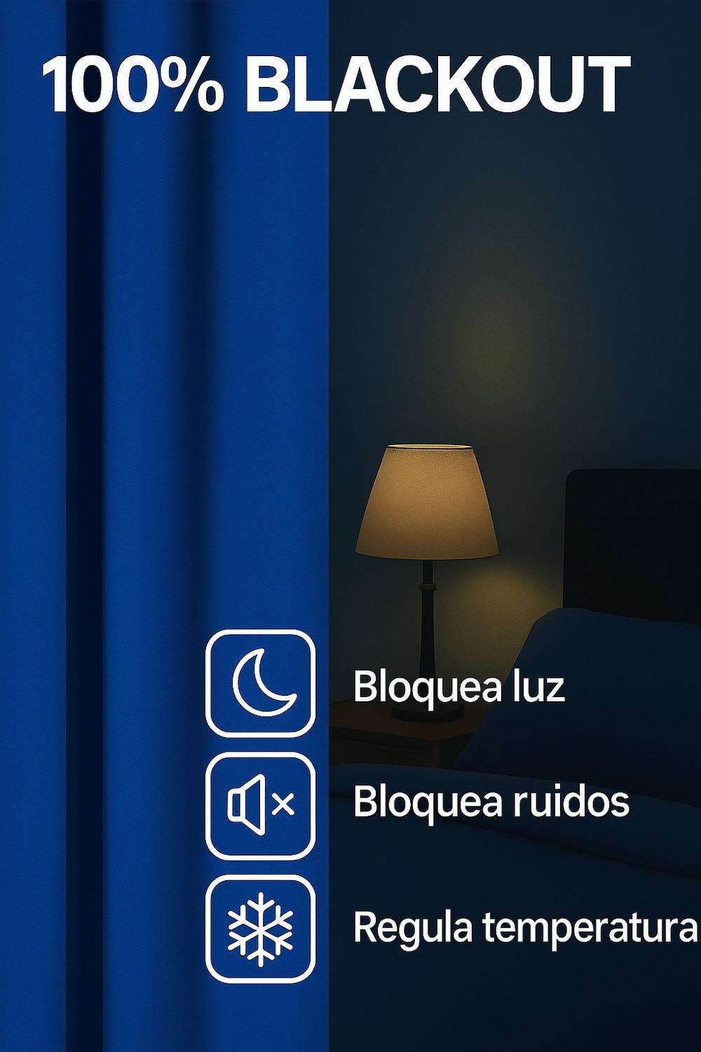 Cortina Tradicional 100% Blackout Azul-5