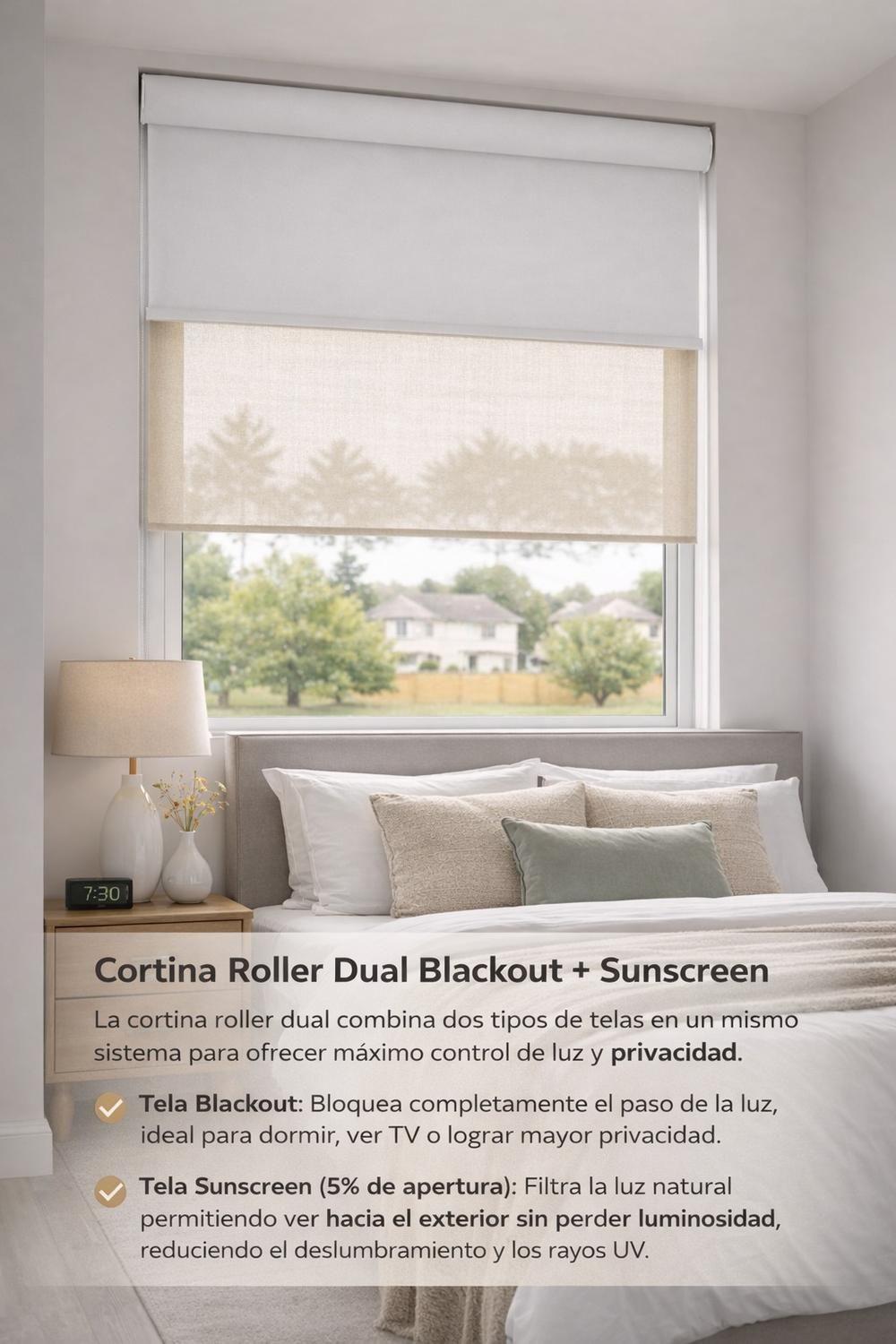 Cortina Roller Doble Blackout / Sunscreen 150X160-3