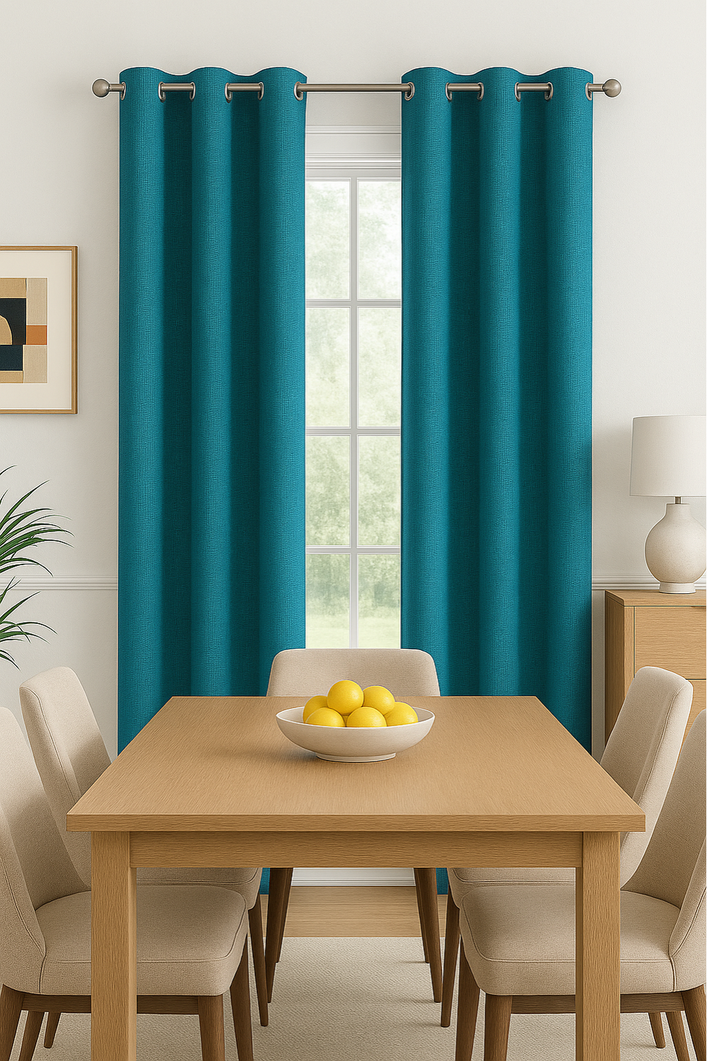 Pack 2 Cortina Blackout Lino 140x220cm Turquesa-6