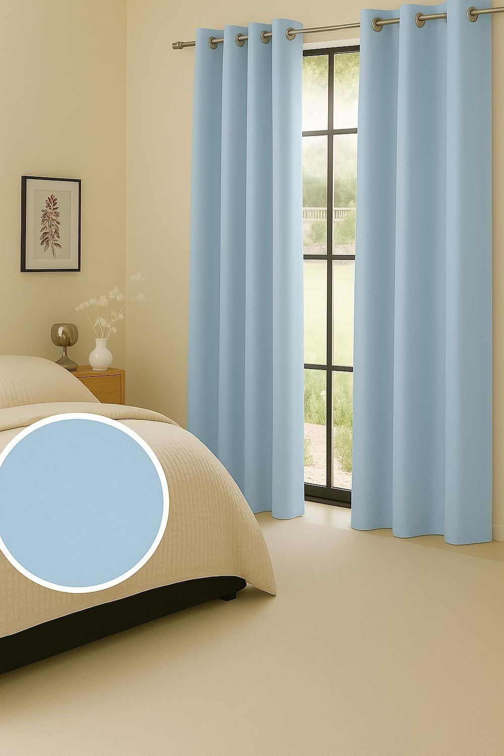 Cortina Tradicional 100% Blackout Azul Claro-3
