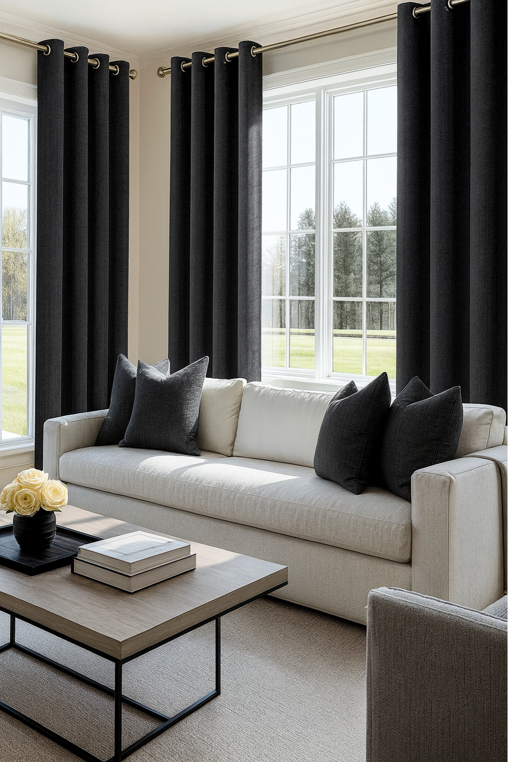 Cortina Blackout Lino 140x220cm Negro-4