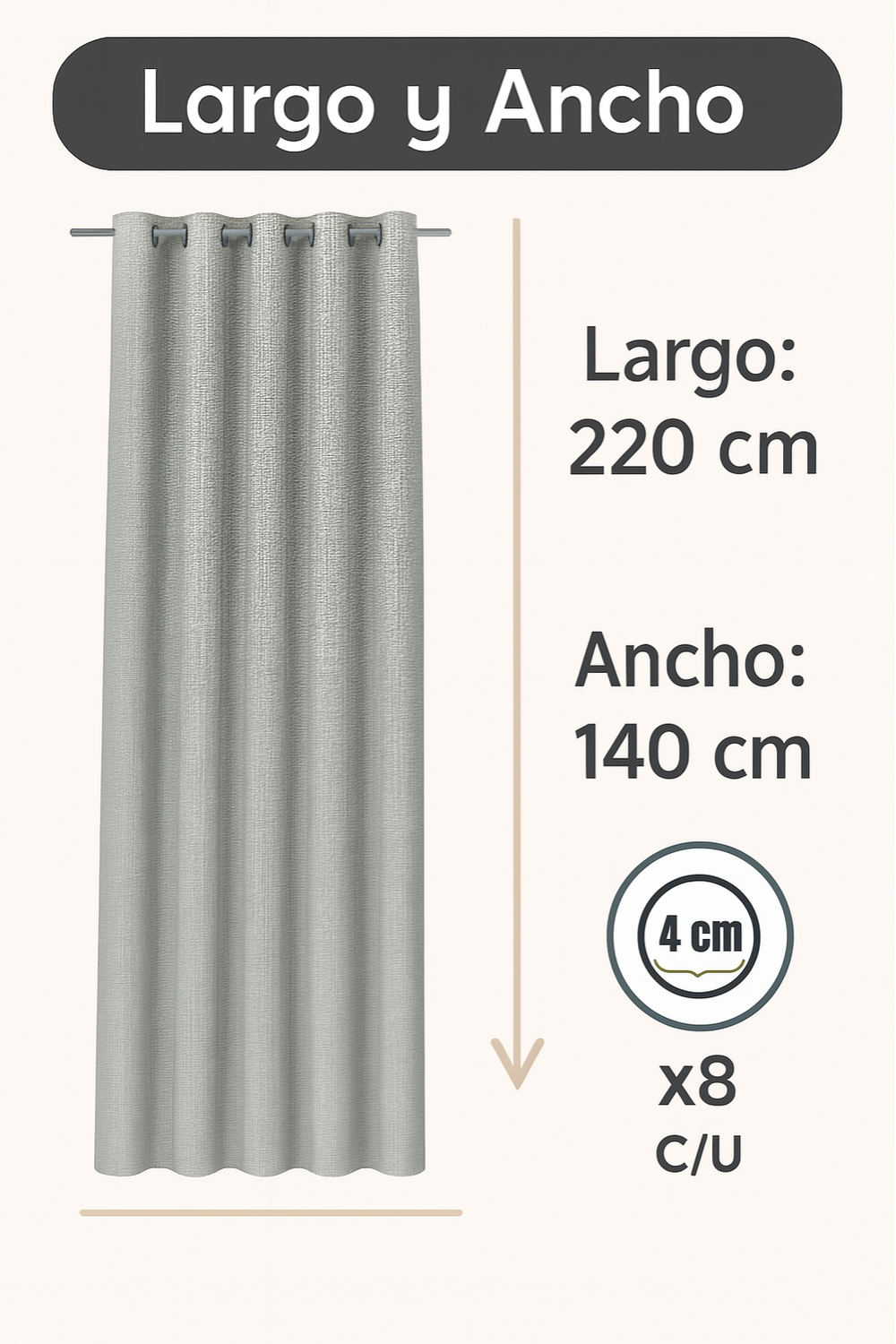 Cortina Blackout Lino 140x220cm Gris Claro-2