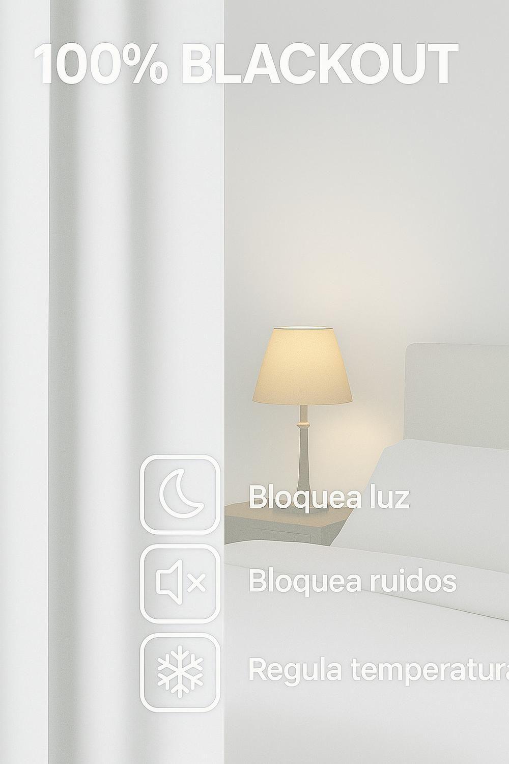 Pack 2 Cortina Tradicional 100% Blackout Blanco-5