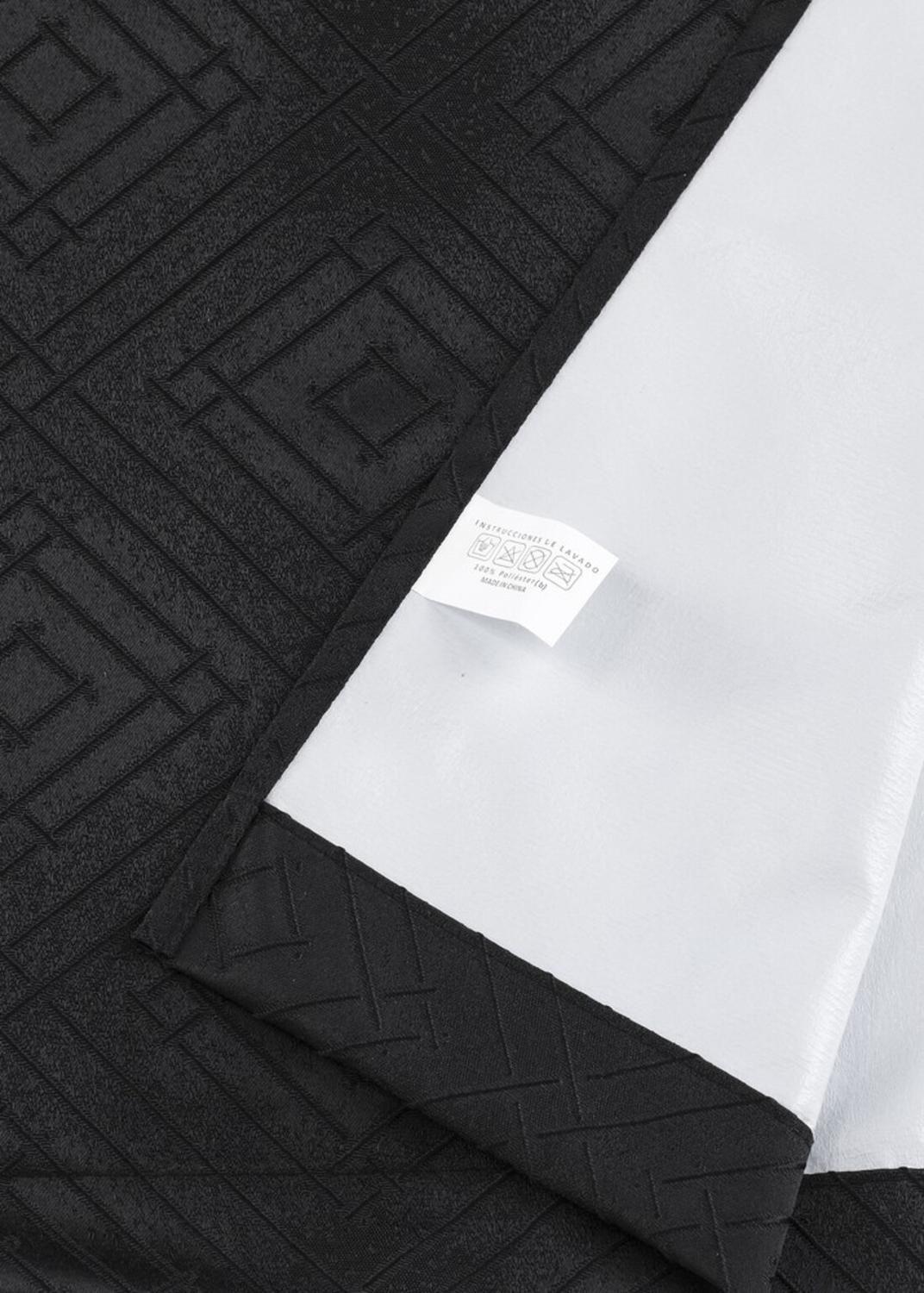 Cortina Blackout Estilo Geometrico Negra 135x225-5