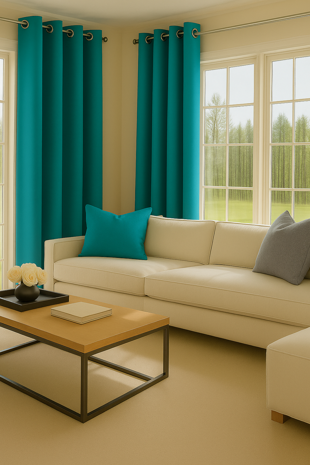 Pack 2 Cortina Tradicional 100% Blackout Turquesa-2