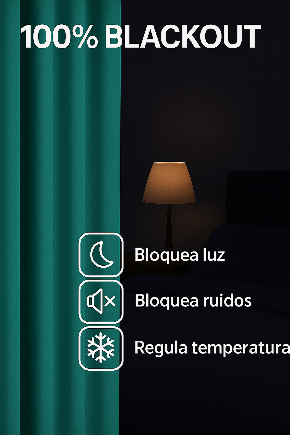 Pack 2 Cortina Tradicional 100% Blackout Turquesa-5