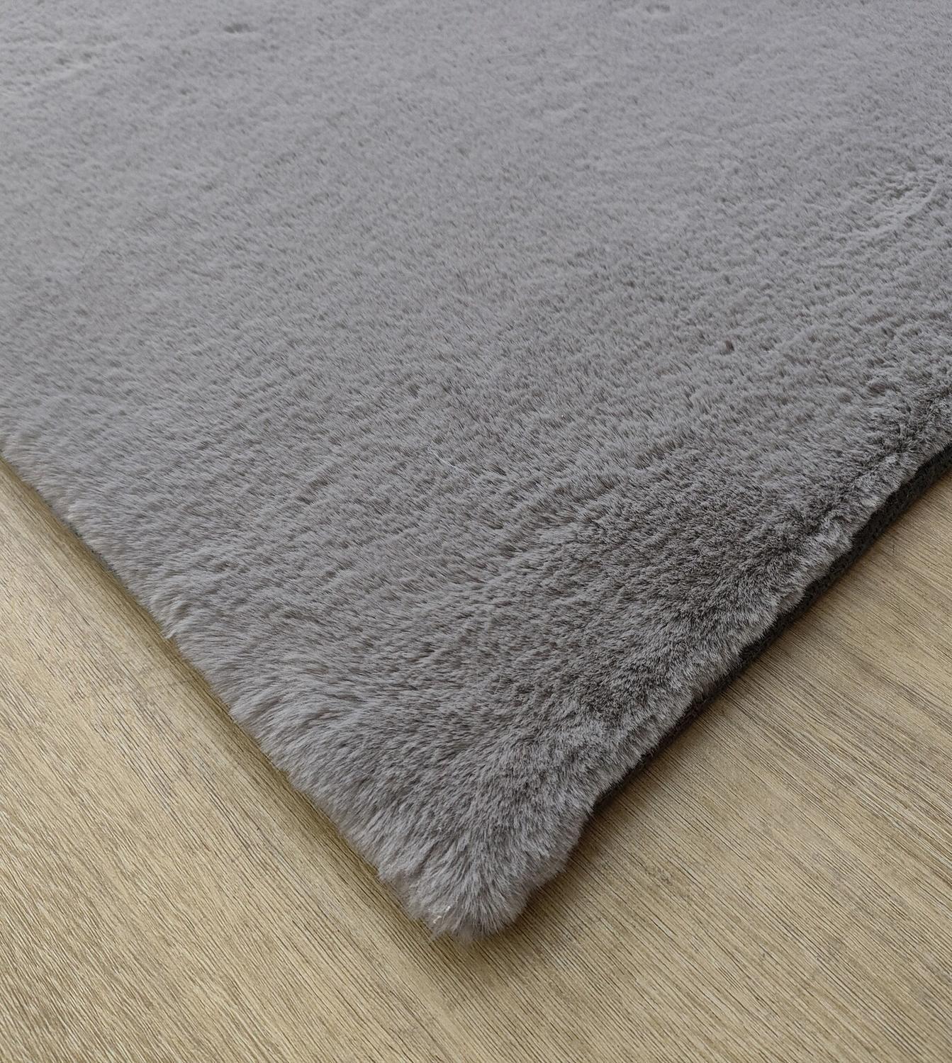 Alfombra Bajada De Cama Timmy Peluda Color Gris 55x145-8
