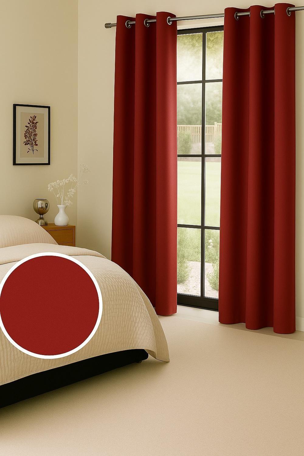 Pack 2 Cortina Tradicional 100% Blackout Rojo-3