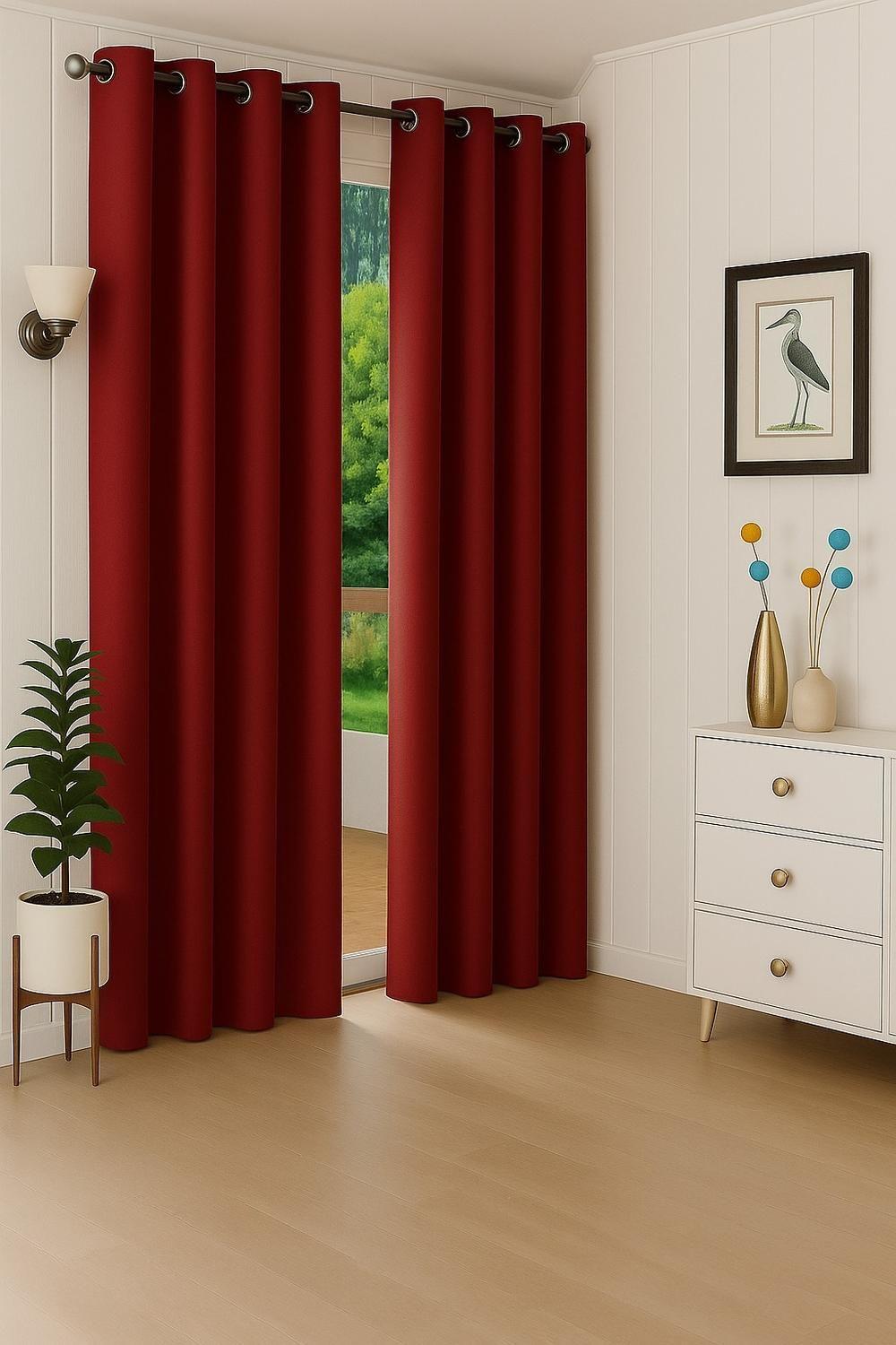 Pack 2 Cortina Tradicional 100% Blackout Rojo-4