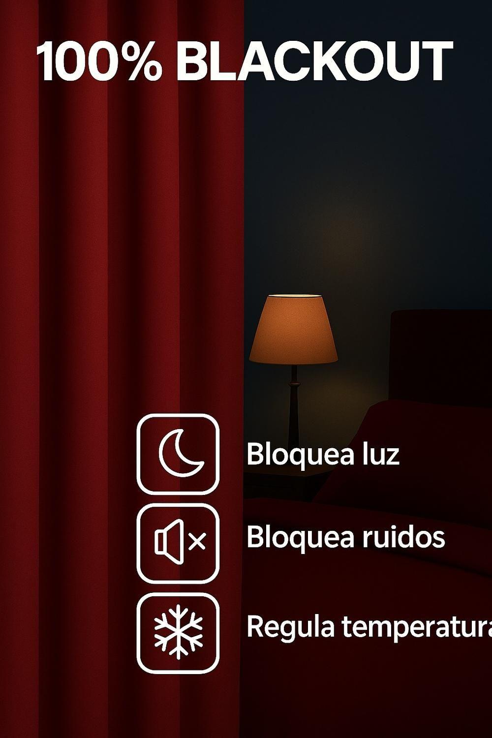 Pack 2 Cortina Tradicional 100% Blackout Rojo-5