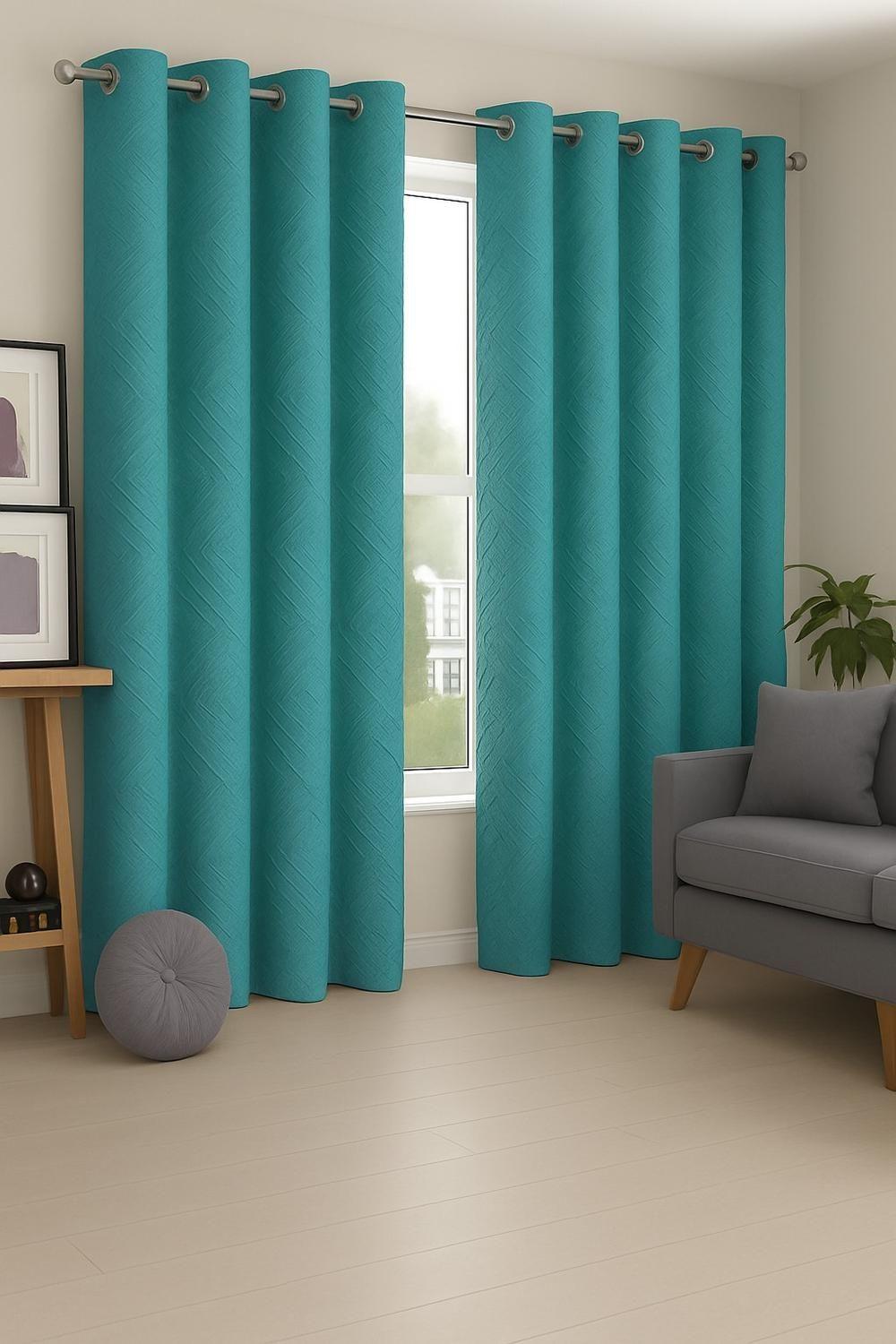 Pack 2 Cortina Tradicional 100% Blackout Geometrica Turquesa-2