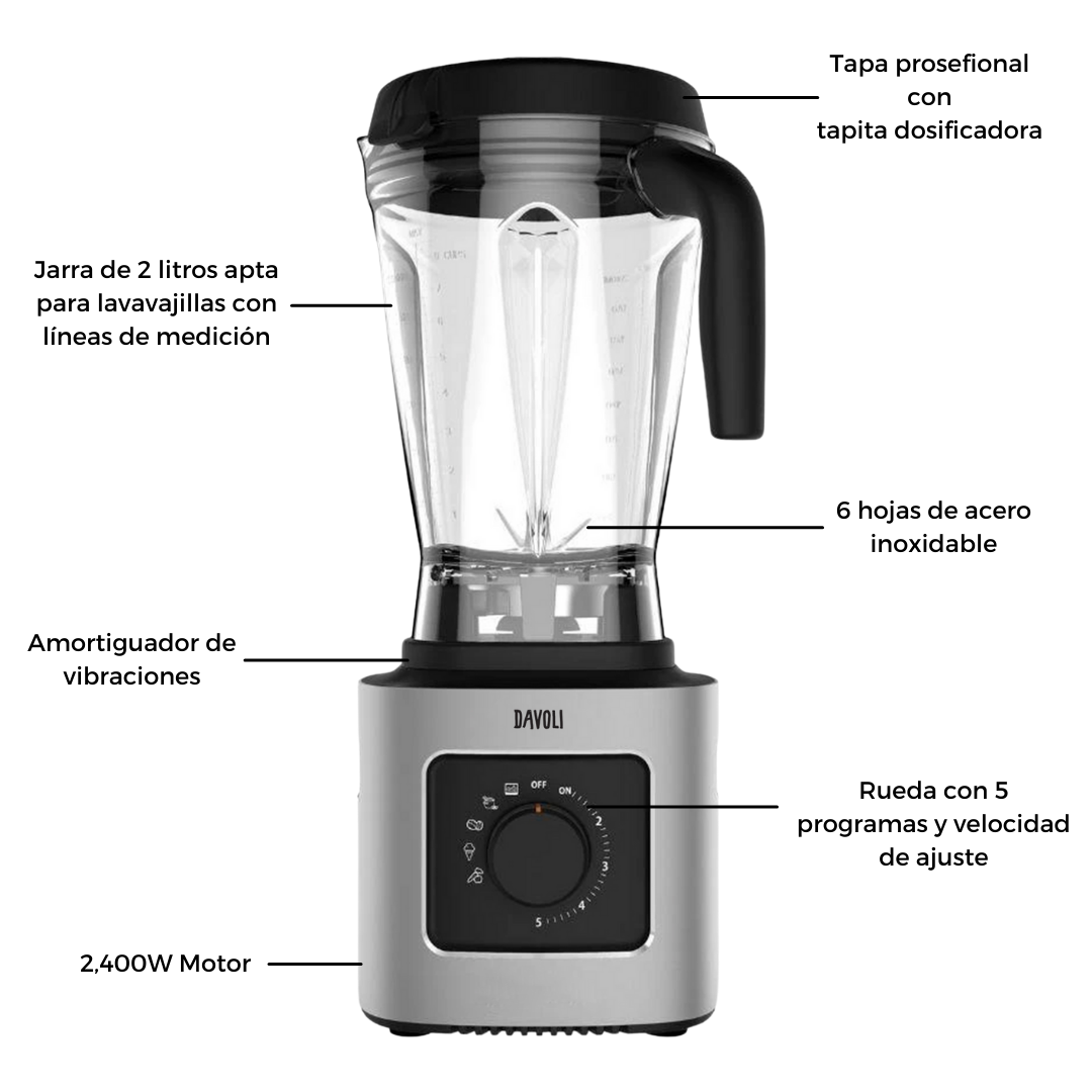 Licuadora de Alta Potencia, 1500 W Davoli Power-6