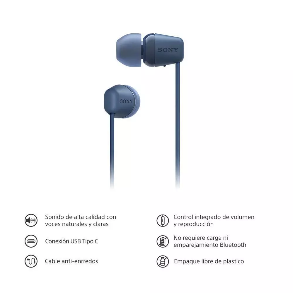 Audífonos internos USB-C con cable Azul IER-EX15C Sony-2