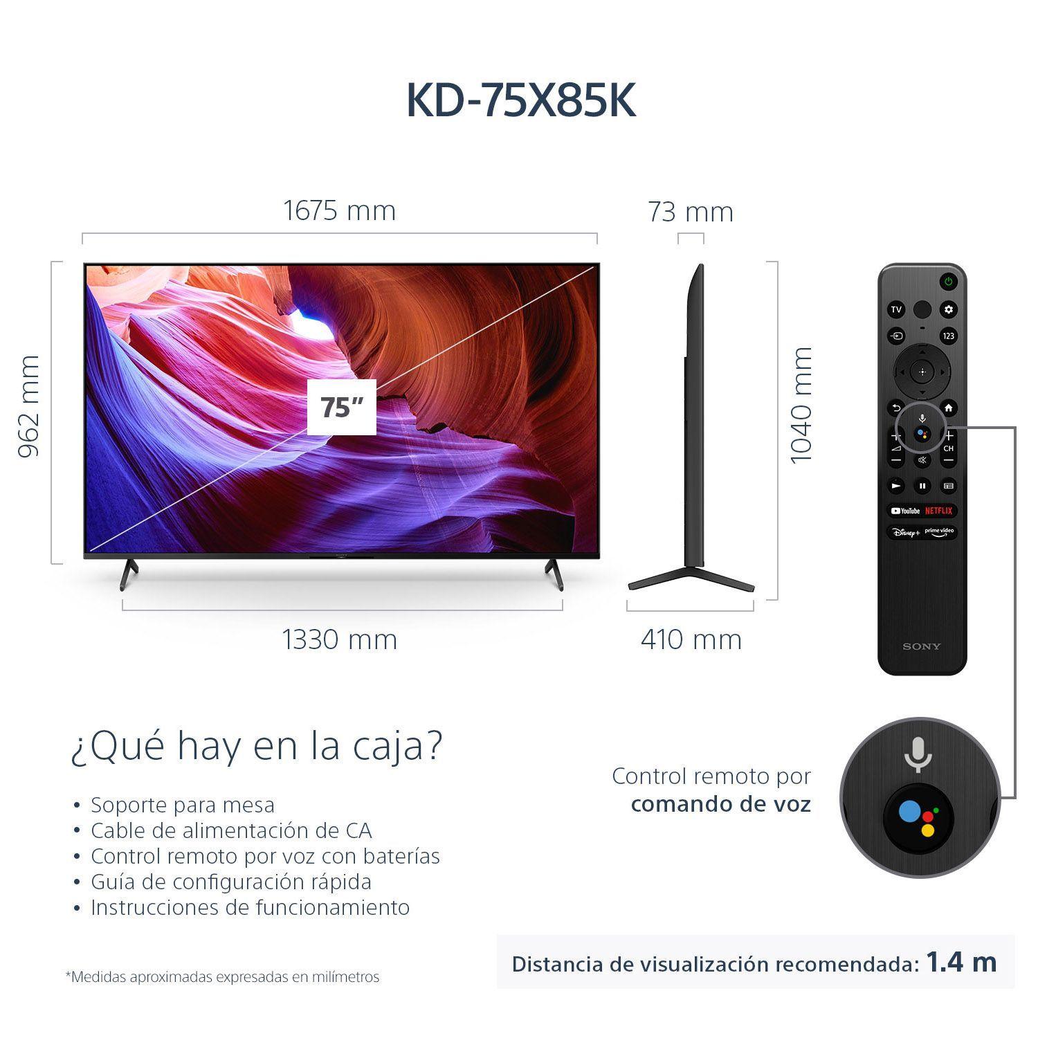 LED Smart TV 75' 4K Ultra HD Google TV KD-75X85K-1