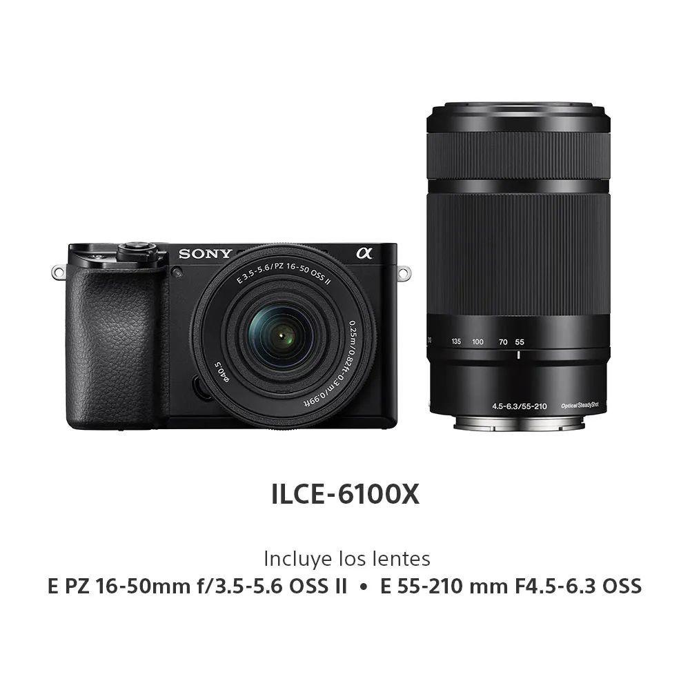 Cámara Digital Mirrorless APS-C A6100 + Lente 16-50mm + Lente 55-210mm-5