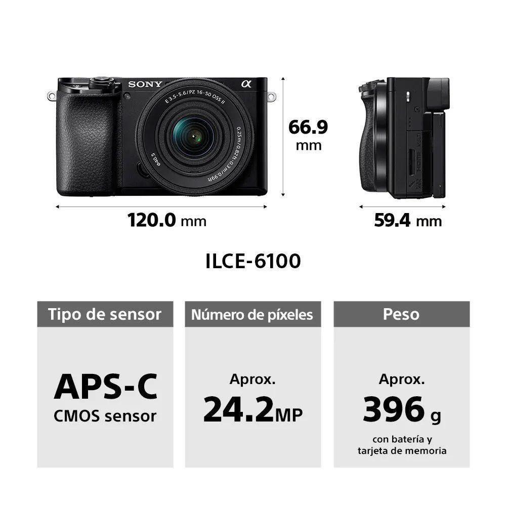 Cámara Digital Mirrorless APS-C A6100 + Lente 16-50mm + Lente 55-210mm-6