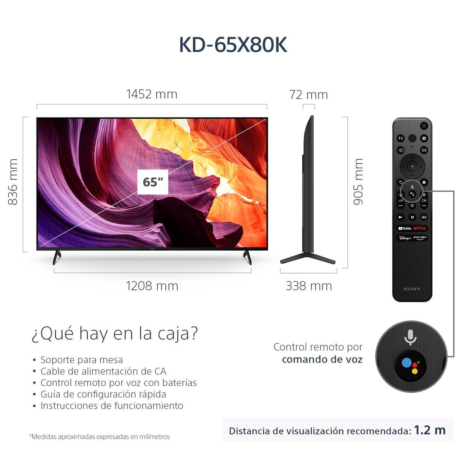 LED Smart TV 65' 4K Ultra HD Google TV KD-65X80K -2