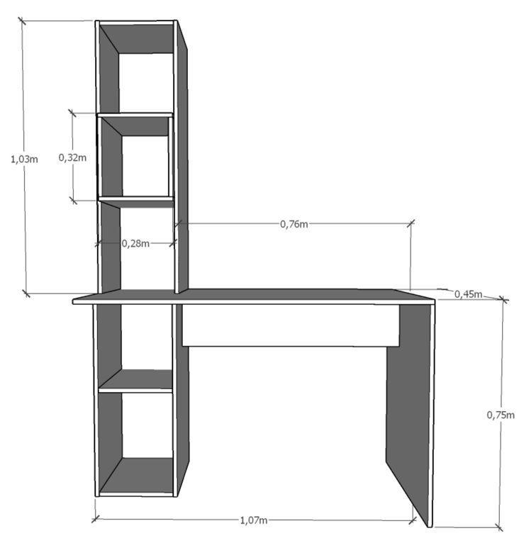 Escritorio Con Estanteria Librero Lateral Oficina-3