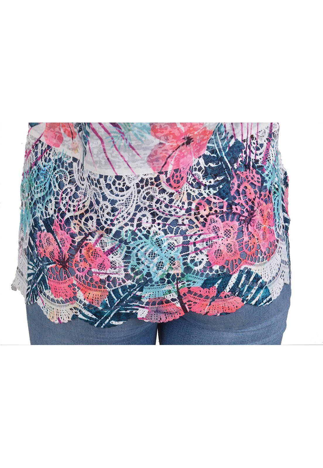 Polera Floreada Macrame Fucsia Alexandra Cid-3