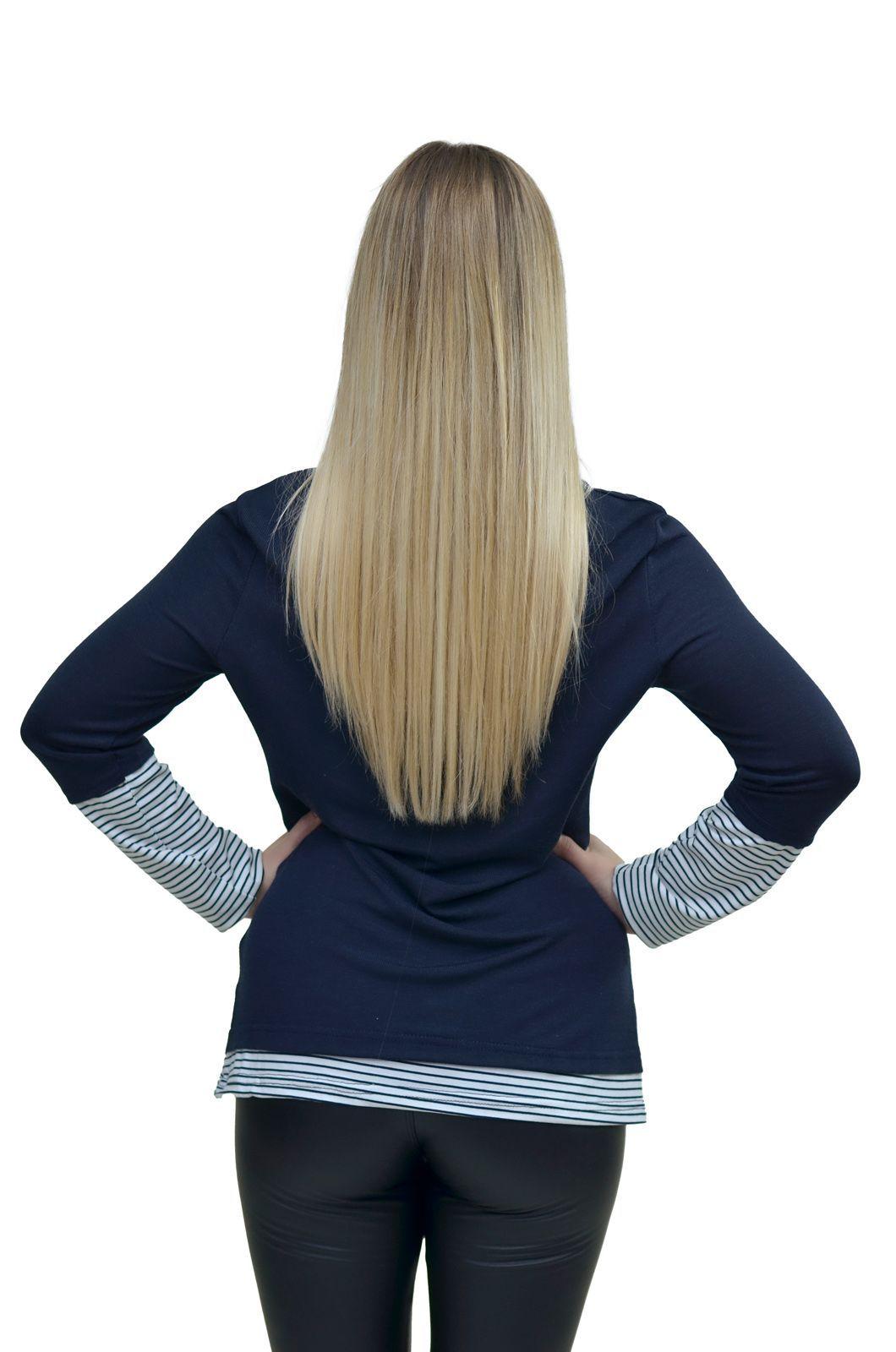 Polera aplicación manga azul Alexandra Cid-2