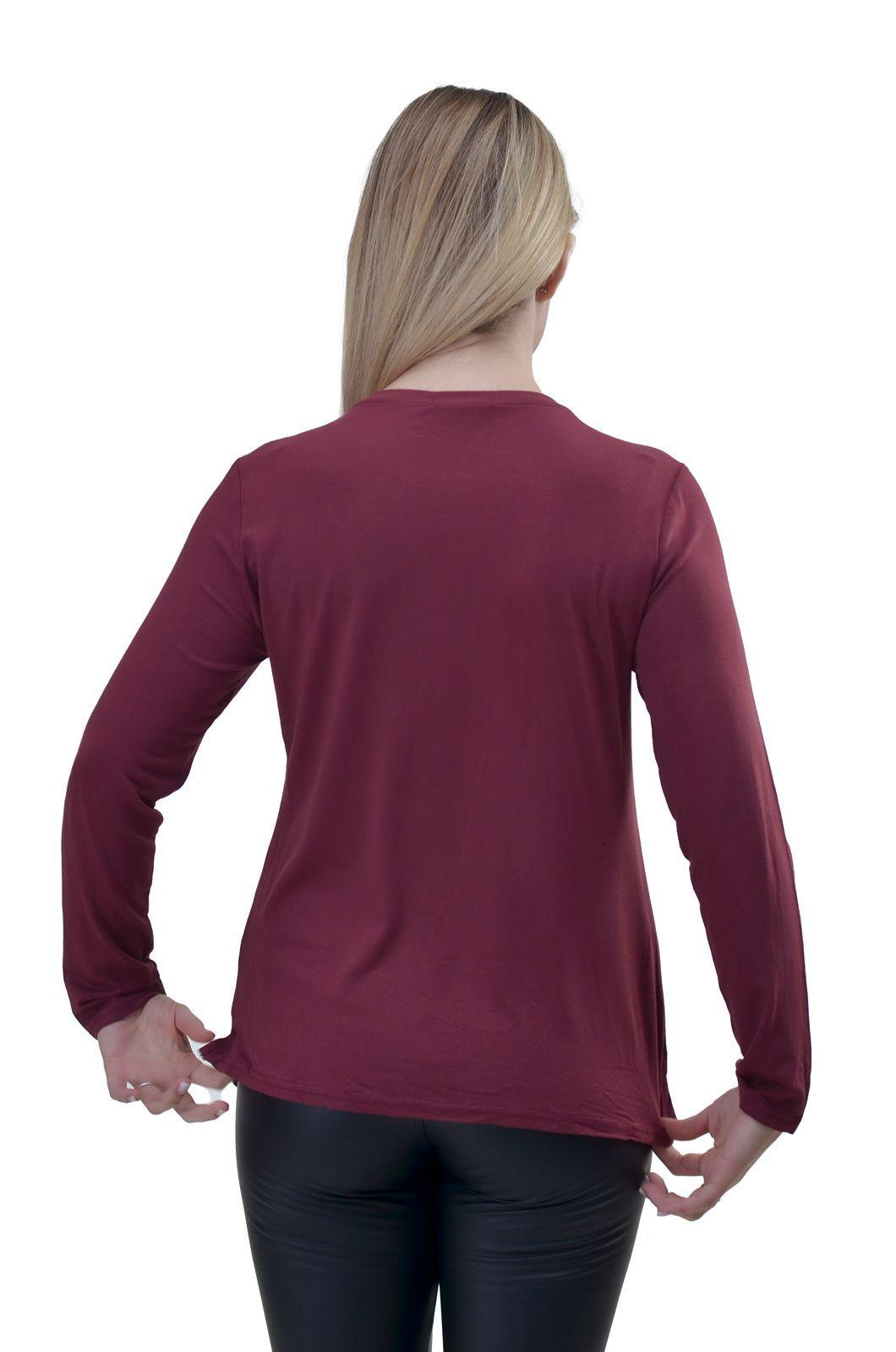 Polera Bolsillos brillantes Granate Alexandra Cid-2