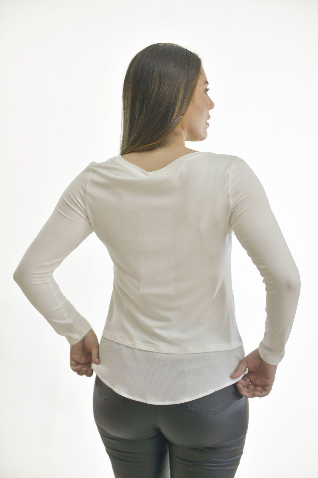 Polera Bolsillo Chifon Crudo Alexandra Cid-2