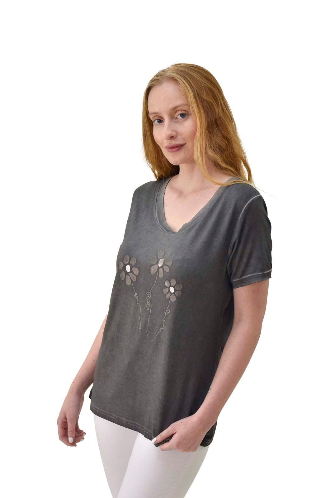 Polera teñida flor gris Alexandra Cid-1