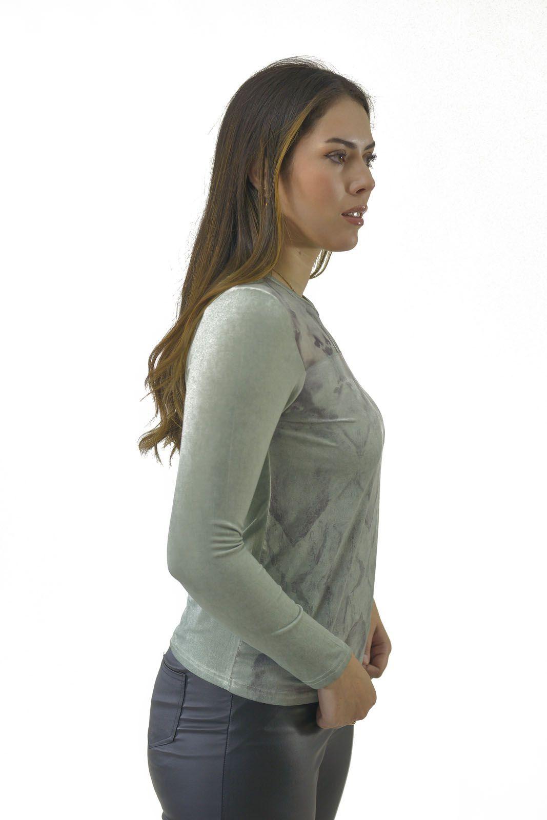 Polera Con Malla Olivo Alexandra Cid-1