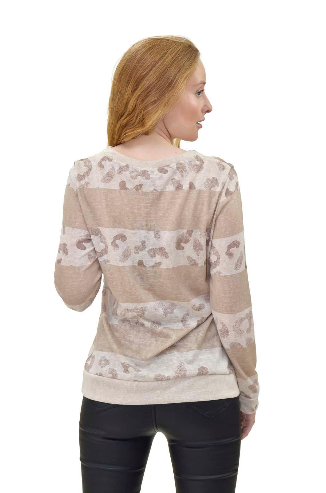 Polera listada m/larga beige Alexandra Cid-3